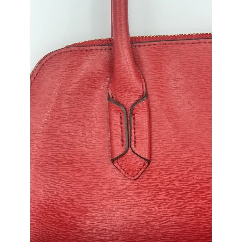 Ralph Lauren Tate Dome Satchel Red Leather Bag Gold Accents No Shoulder Strap - Picture 16 of 16